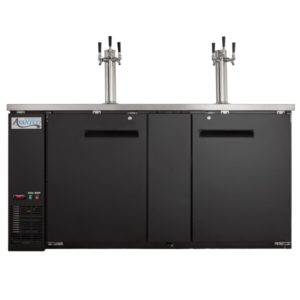 Avantco UDD3HC (2) Triple Tap Kegerator Beer Dispenser Black, (3) 1