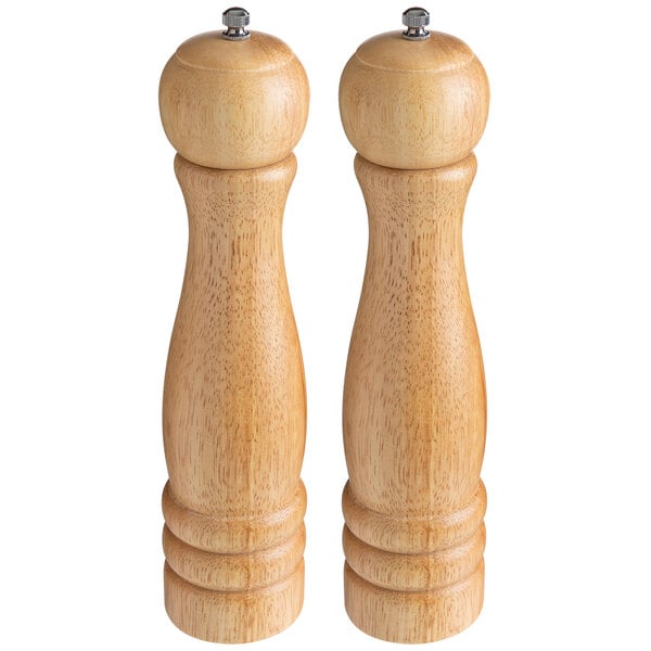 Acopa 4 Matte Steel Blue Wooden Salt Shaker and Pepper Mill Set