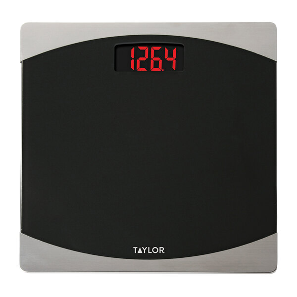 Taylor 7562 12" x 12" 400 lb. Digital Black Glass Bathroom Scale with