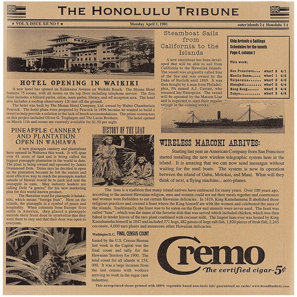 GET Enterprises 4-TH1700 Brown 12" x 12" Hawaii Newsprint Liner - 1000/Case
