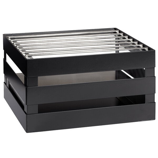 GET Enterprises CH-HALF-MG Curator Gray Half Size Metal Crate Frame with Grill and Riser - 14 1/2" x 11 3/4" x 8"