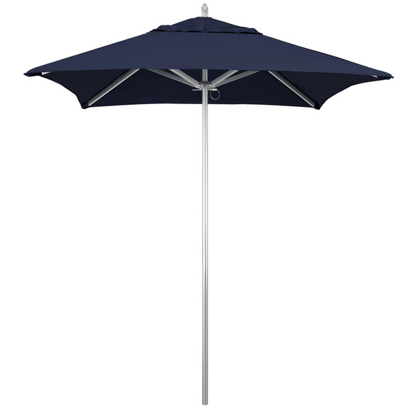 California Umbrella AAT 604 SUNBRELLA 1A Rodeo 6' Square Push Lift Umbrella with 1 1/2" Aluminum Pole - Sunbrella 1A Canopy - Navy Fabric