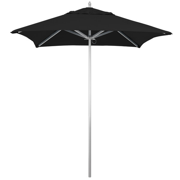 California Umbrella AAT 604 SUNBRELLA 1A Rodeo 6' Square Push Lift Umbrella with 1 1/2" Aluminum Pole - Sunbrella 1A Canopy - Black Fabric