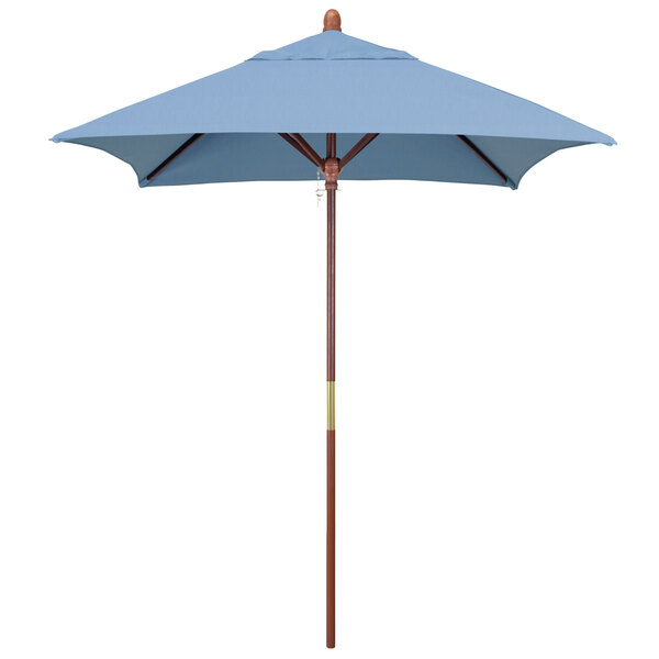 California Umbrella MARE 604 SUNBRELLA 1A Grove 6' Square Push Lift Umbrella with 1 1/2" Hardwood Pole - Sunbrella 1A Canopy