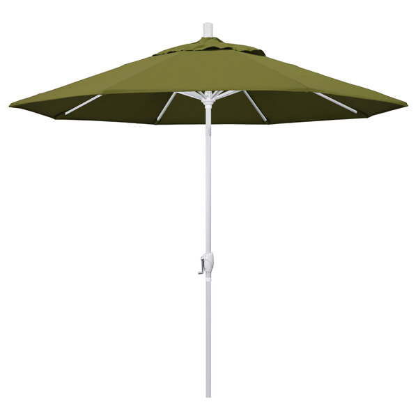 A green California Umbrella with a matte white pole.