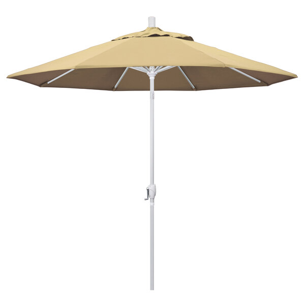 California Umbrella GSPT 908 PACIFICA Pacific Trail 9' Crank Lift Umbrella with 1 1/2" Matte White Aluminum Pole