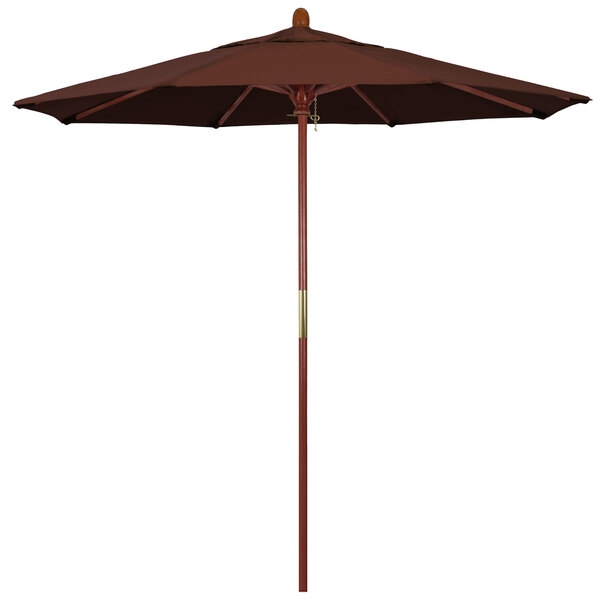 California Umbrella MARE 758 SUNBRELLA 2A Grove 7 1/2' Round Push Lift Umbrella with 1 1/2" Hardwood Pole - Sunbrella 2A Canopy