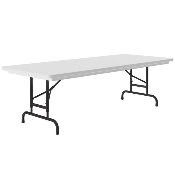 Correll Adjustable Height Folding Table, 30" x 72" Plastic, Granite Gray - Standard Legs - R-Series RA3072