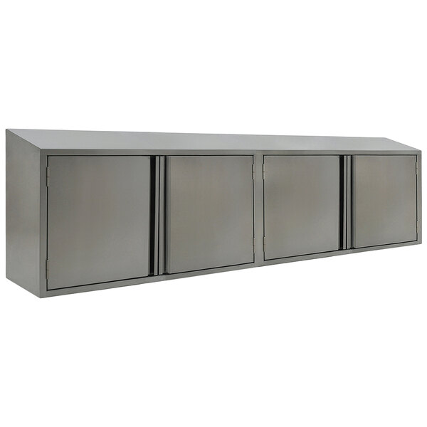 A stainless steel Eagle Group wall cabinet with hinged doors.