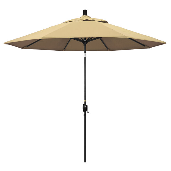 California Umbrella GSPT 908 PACIFICA Pacific Trail 9' Crank Lift Umbrella with 1 1/2" Stone Black Aluminum Pole
