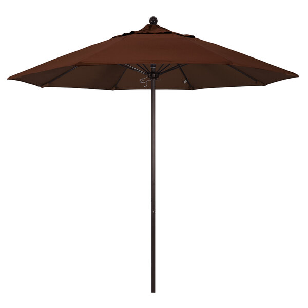 California Umbrella ALTO 908 SUNBRELLA 2A Venture 9' Round Push Lift Umbrella with 1 1/2" Bronze Aluminum Pole - Sunbrella 2A Canopy
