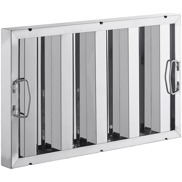 A Steelton stainless steel rectangular hood filter.