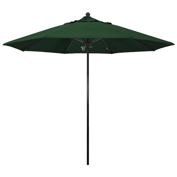 A green California Umbrella on a white background.