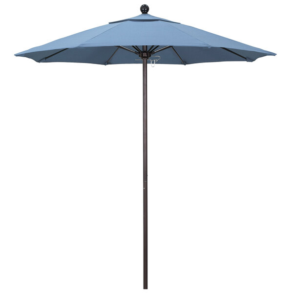 California Umbrella ALTO 758 SUNBRELLA 1A Venture 7 1/2' Round Push Lift Umbrella with 1 1/2" Bronze Aluminum Pole - Sunbrella 1A Canopy