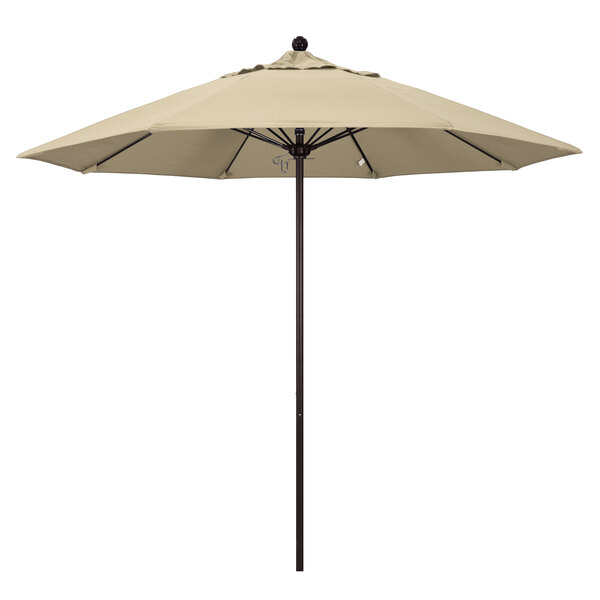 California Umbrella ALTO 908 PACIFICA Venture 9' Round Push Lift Umbrella with 1 1/2" Bronze Aluminum Pole - Pacifica Canopy