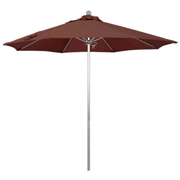 A red California Umbrella with a Terrace Adobe canopy on a white background.