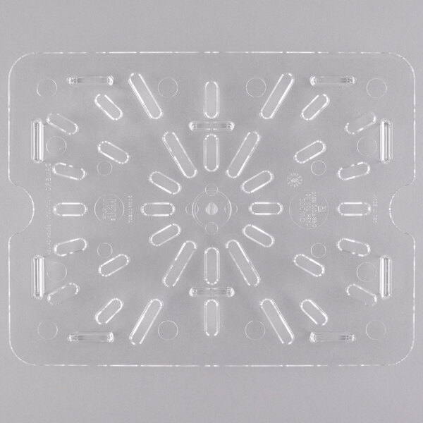 A clear plastic tray with holes in it.