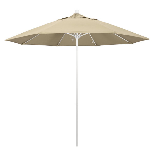 California Umbrella ALTO 908 PACIFICA Venture 9' Round Push Lift Umbrella with 1 1/2" Matte White Aluminum Pole - Pacifica Canopy