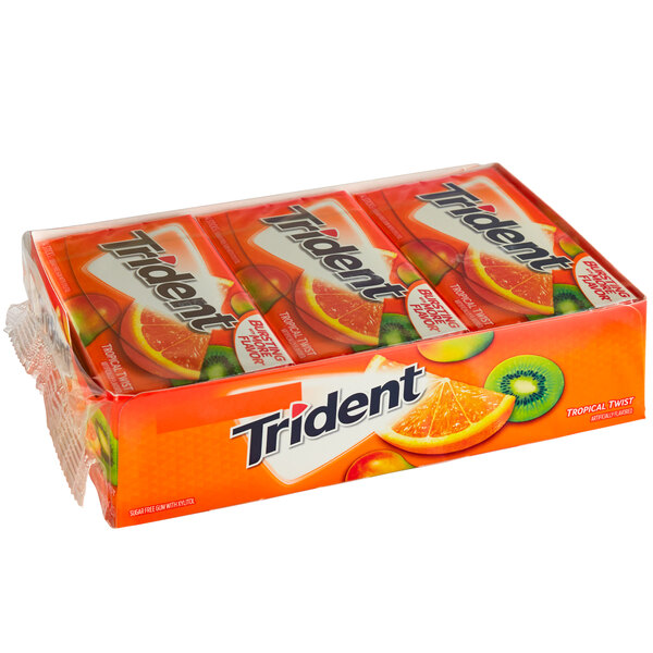 Trident Tropical Twist Sugar-Free Gum 14-Piece Pack - 144/Case
