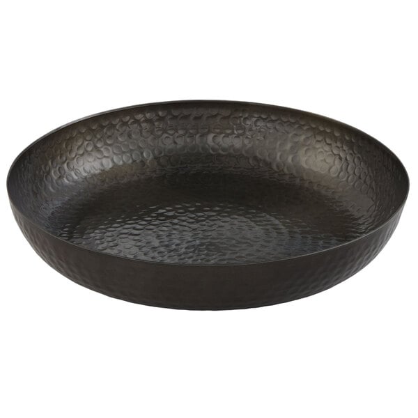 An American Metalcraft black round hammered aluminum seafood tray.