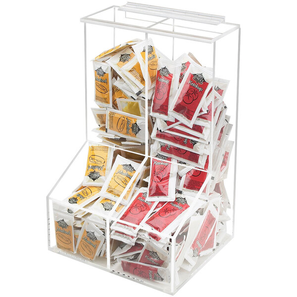 Cal-Mil 925 Clear Two Bin Top Loading Condiment Packet Holder - 8 1/2" x 4" x 12"
