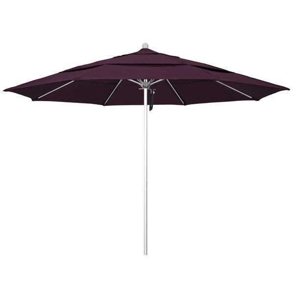 A close-up of a purple California Umbrella with a Pacifica canopy.