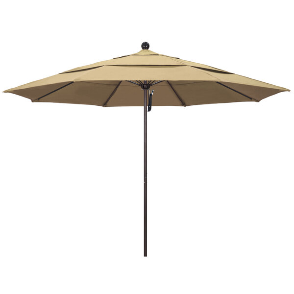 California Umbrella ALTO 118 PACIFICA Venture 11' Round Pulley Lift Umbrella with 1 1/2" Bronze Aluminum Pole - Pacifica Canopy