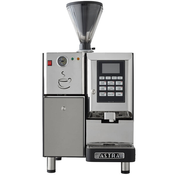 An Astra SM111 Super Mega I automatic coffee machine in black and silver.