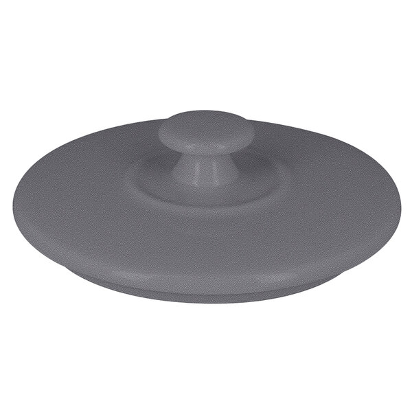 A RAK Porcelain stone gray tureen lid with a round knob.