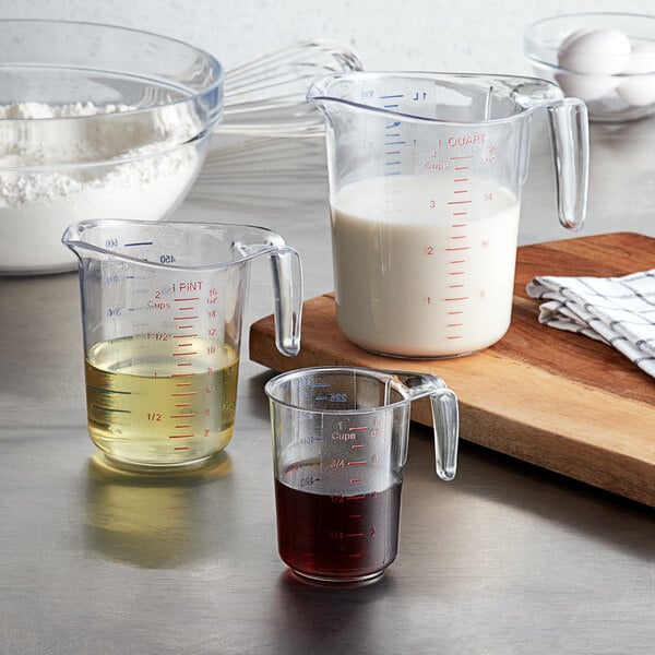 Mainstays 3-Piece Plastic Measuring Cups Set with Spouts, Clear 