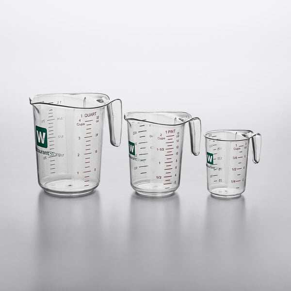 WebstaurantStore 3-Piece Clear Plastic Measuring Cup Set