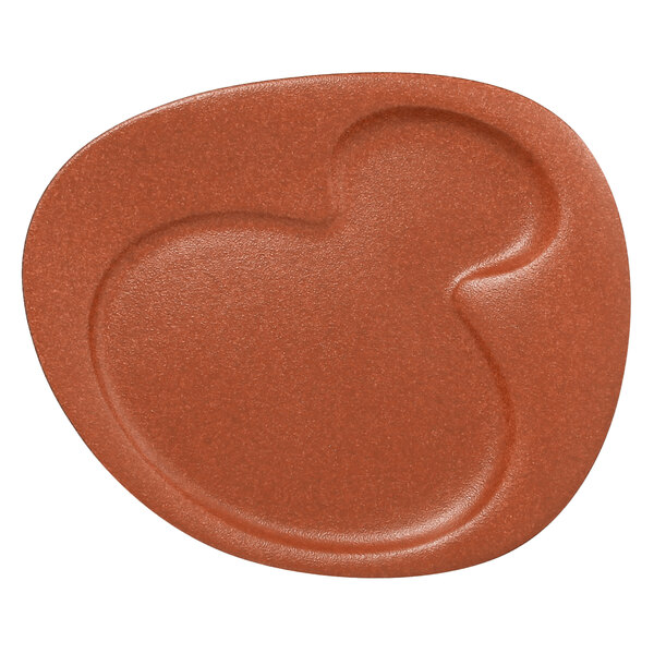 A RAK Porcelain Terra Brown porcelain plate with heart shapes in the center.