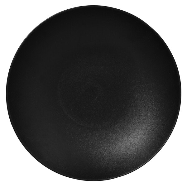 A black RAK Porcelain deep coupe plate with a white background.