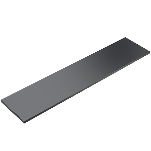 A black rectangular shelf for Cal-Mil Interlink Elevation Risers.