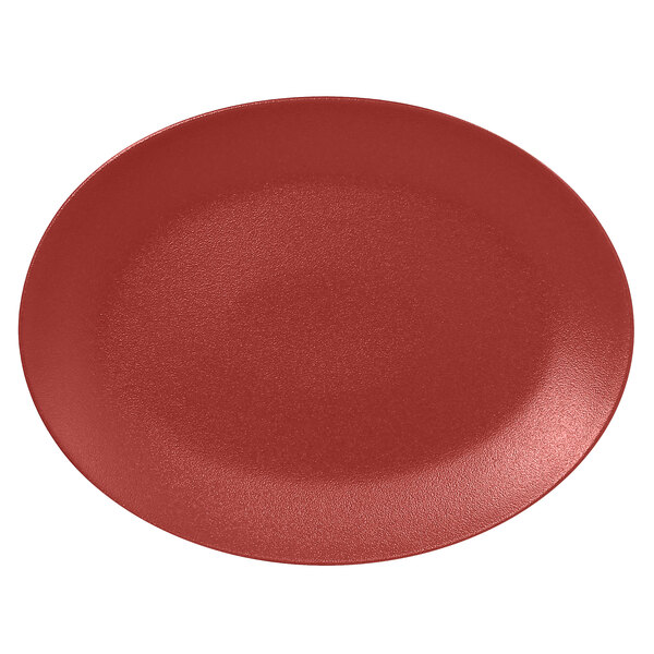 A dark red RAK Porcelain oval coupe platter.