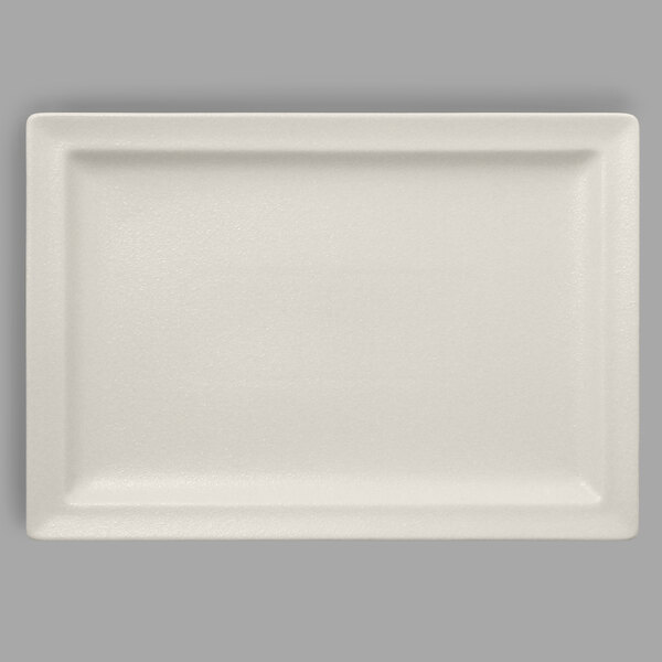 A white rectangular RAK Porcelain plate.