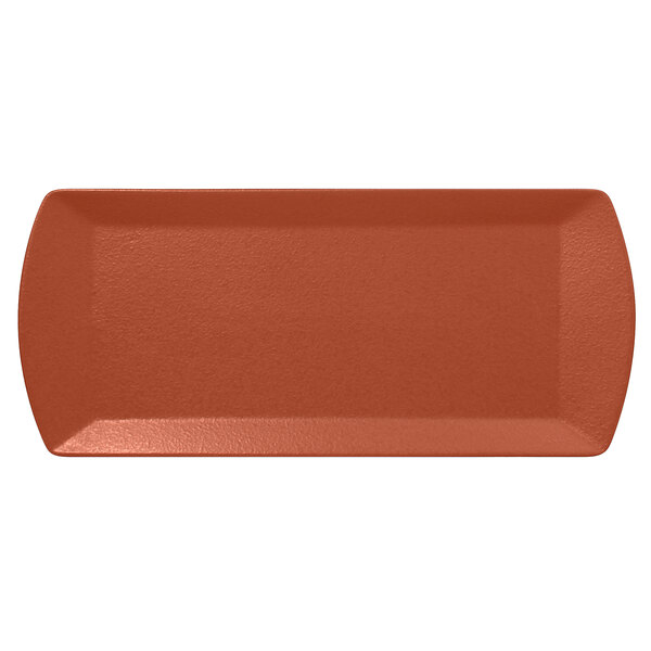 A rectangular brown RAK Porcelain sandwich tray.