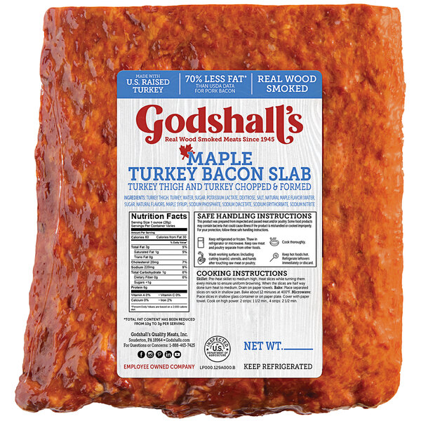Godshall's Slab 6 lb. Premium Maple Turkey Bacon 2/Case