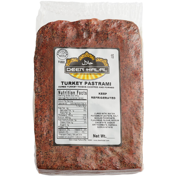 Deen Halal 4 lb. Turkey Pastrami Slab 3/Case