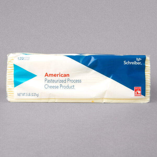 Schreiber 5 lb. 120 Count PreSliced White American Cheese Product 4/Case