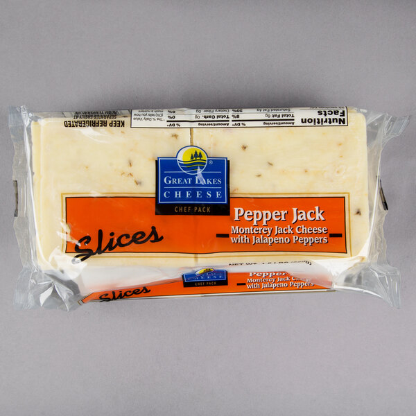 Great Lakes Cheese 1.5 lb. Pepper Jack Cheese Slices 6/Case