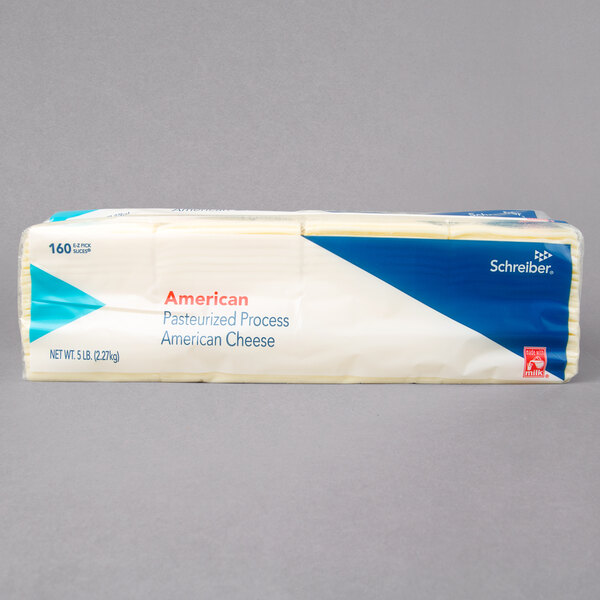 Schreiber 5 lb. 160 Count PreSliced Real White American Cheese 4/Case