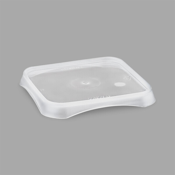 A Whitney Brothers clear plastic deli container with a clear lid.