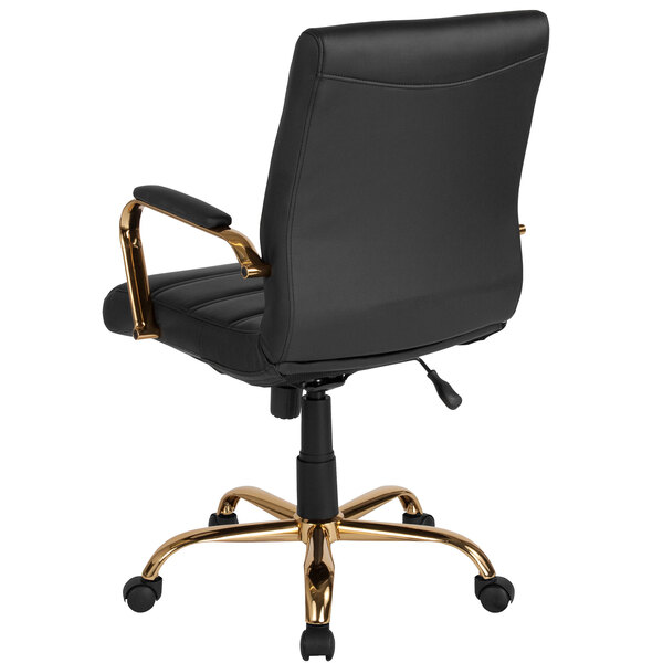 Flash Furniture GO2286MBKGLDGG MidBack Black Leather Swivel Office