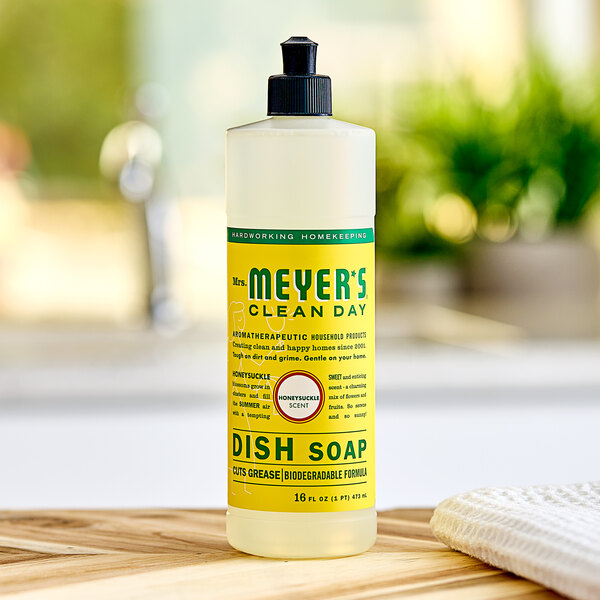 Mrs. Meyer's Clean Day 353150 16 oz. Honeysuckle Scented Dish Soap - 6/Case