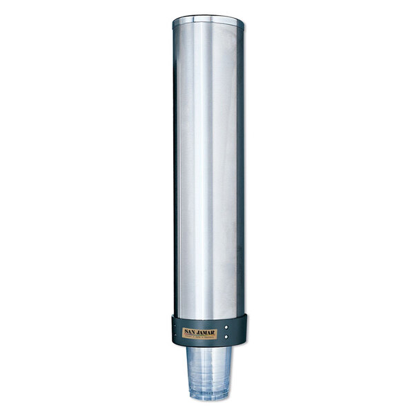 4 to 4-7/8 Rim San Jamar C3500P Stainless Steel Pull Type Beverage Cup Dispenser 23-1/2 Tube Length Fits 32oz to 46oz Cup Size