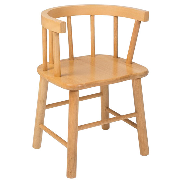A Whitney Brothers maple wood children's chair with a curved back.