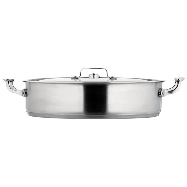 Bon Chef 60032HL Cucina 9 Qt. Stainless Steel Induction Brazier Pan with  Hinged Cover