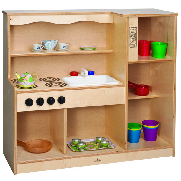 Whitney Brothers WB0782 35" x 12 1/2" x 32" Toddler Wood Play Kitchen Combo