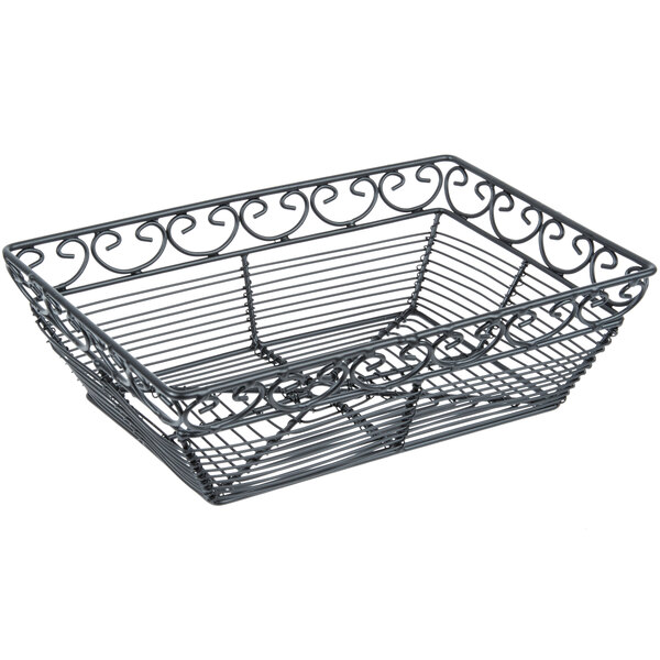Tablecraft BK27209 Mediterranean Rectangular Black Metal Basket 9" x